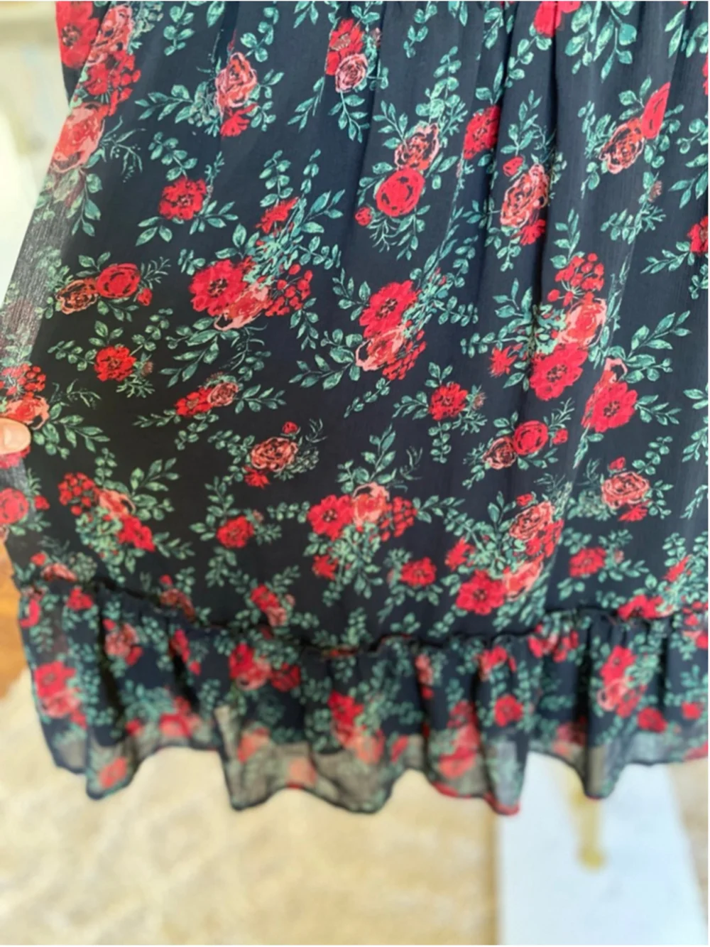 Trixxi Rose Floral Smocked Mini Dress Babydoll Quiet Luxury Romantic Feminine - Picture 4 of 8